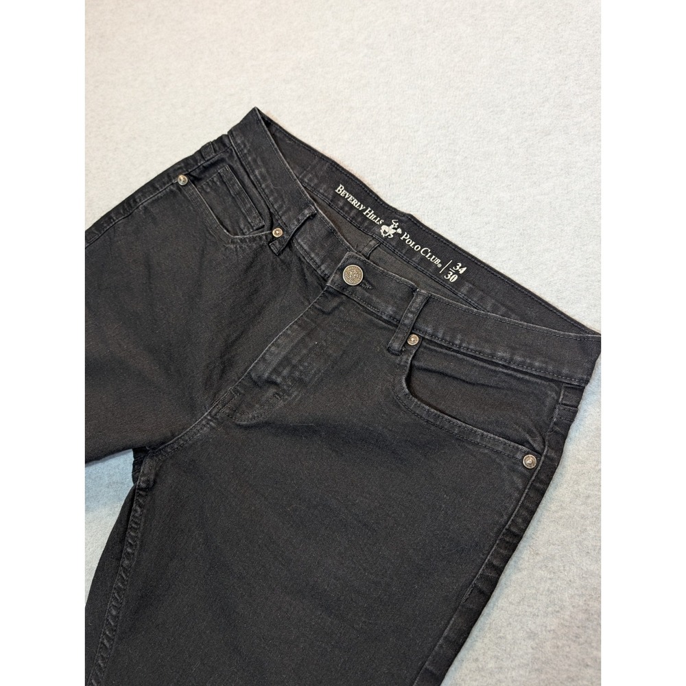 Beverly Hills Polo Club Mens Black Slim Straight Jeans 34x30 Stretch Denim - Picture 4 of 12